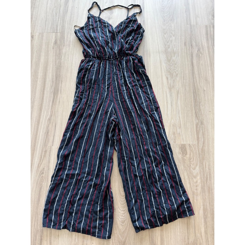 Hollister Jumpsuit Medium Blue Red White Striped Sleeveless Casual Romper
